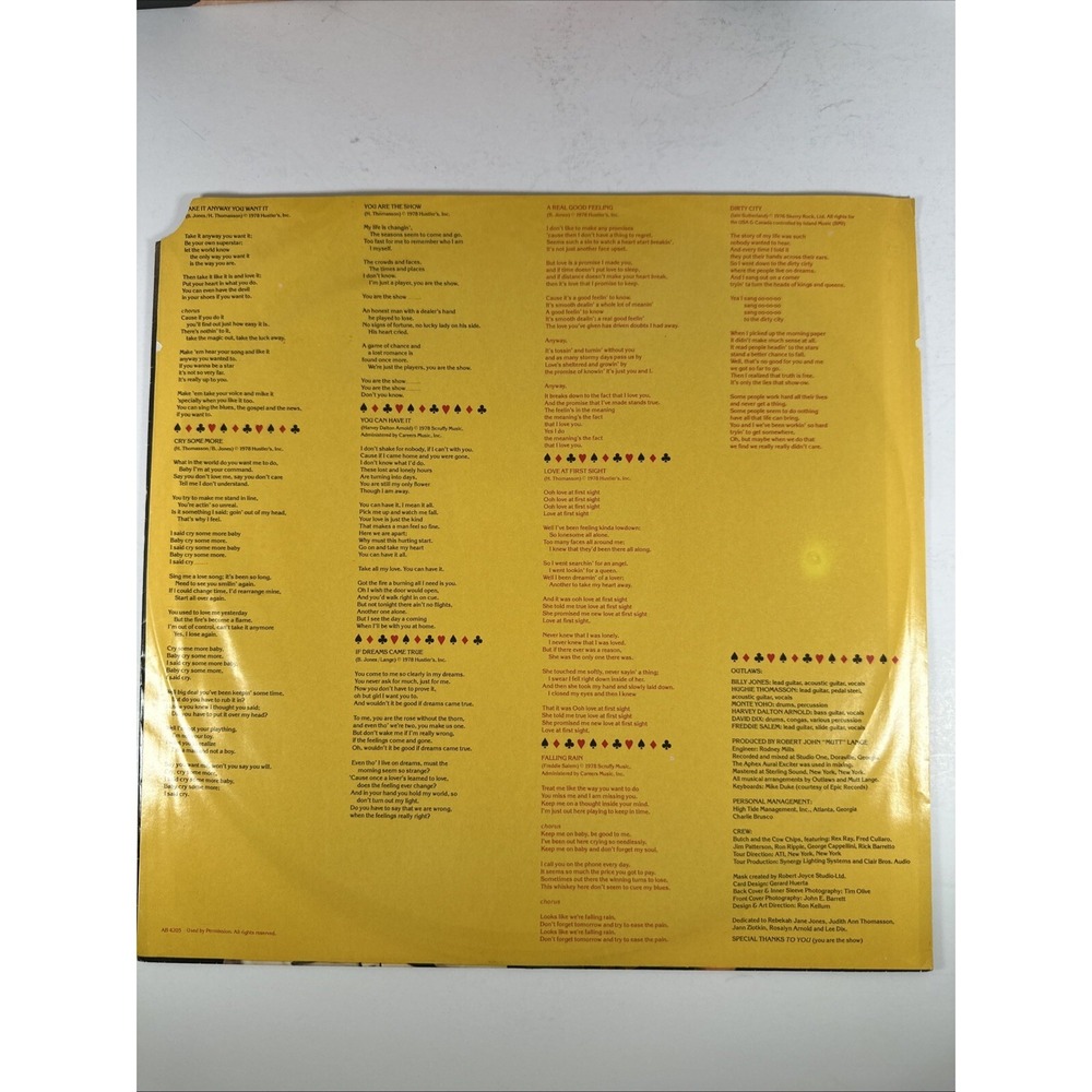 Outlaws - Playin' To Win - 1978 Arista AB 4205 Southern Rock Vinyl LP Lyrics - Picture 4 of 7